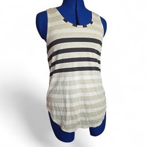 Lululemon  Black Cream And Gray Striped Work Out Tank Top Gym Clothes